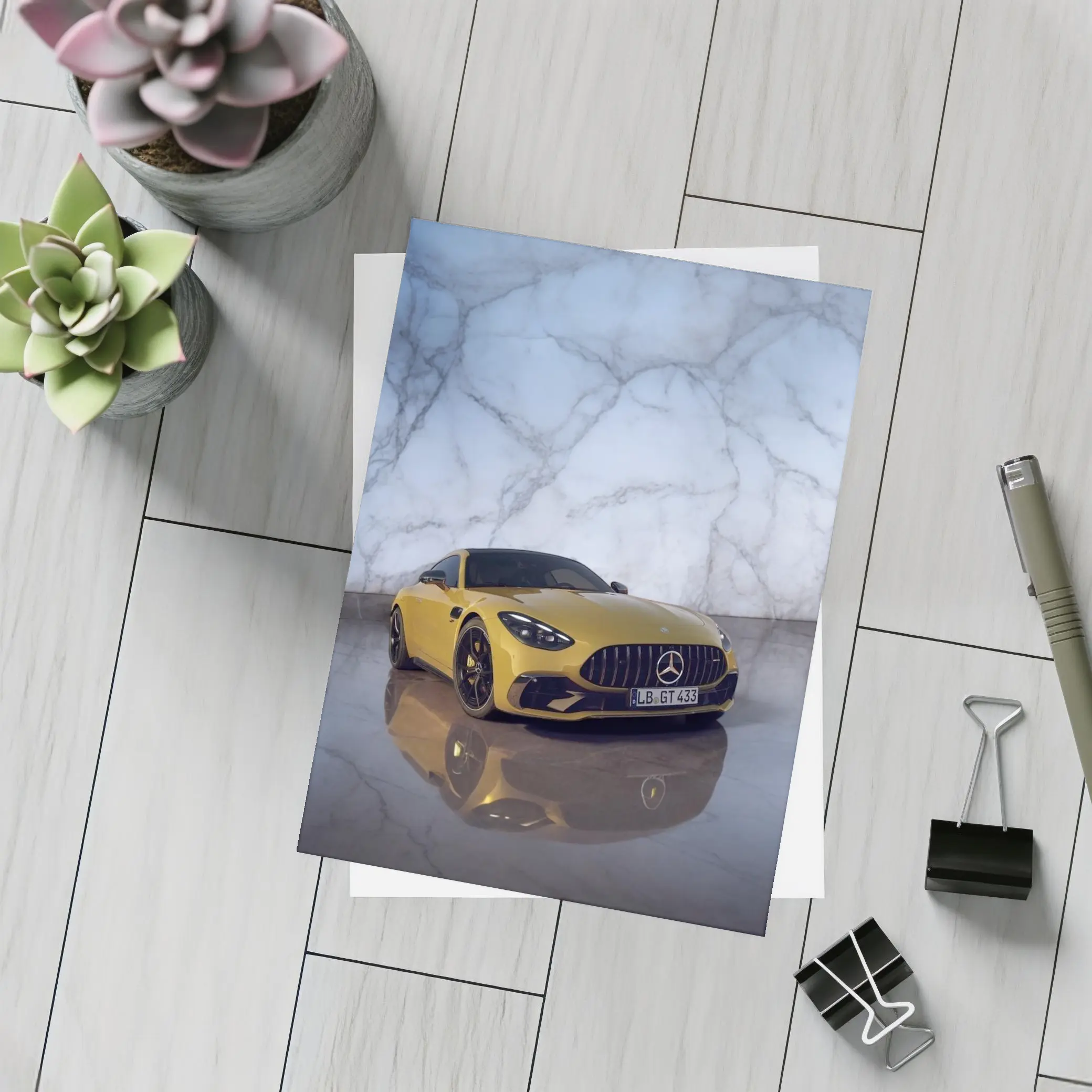 Mercedes AMG GT Yellow Marble Studio – Postcards