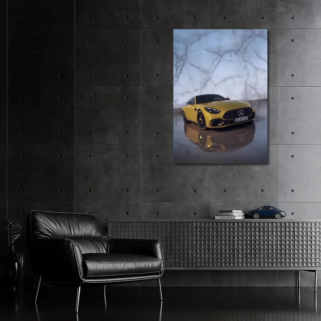 Mercedes AMG GT Yellow Marble Studio – Wall Art