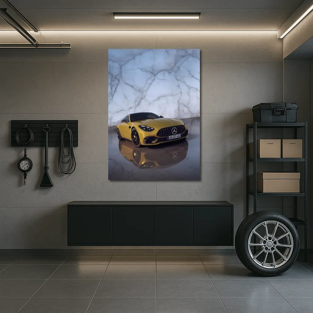 Mercedes AMG GT Yellow Marble Studio – Wall Art