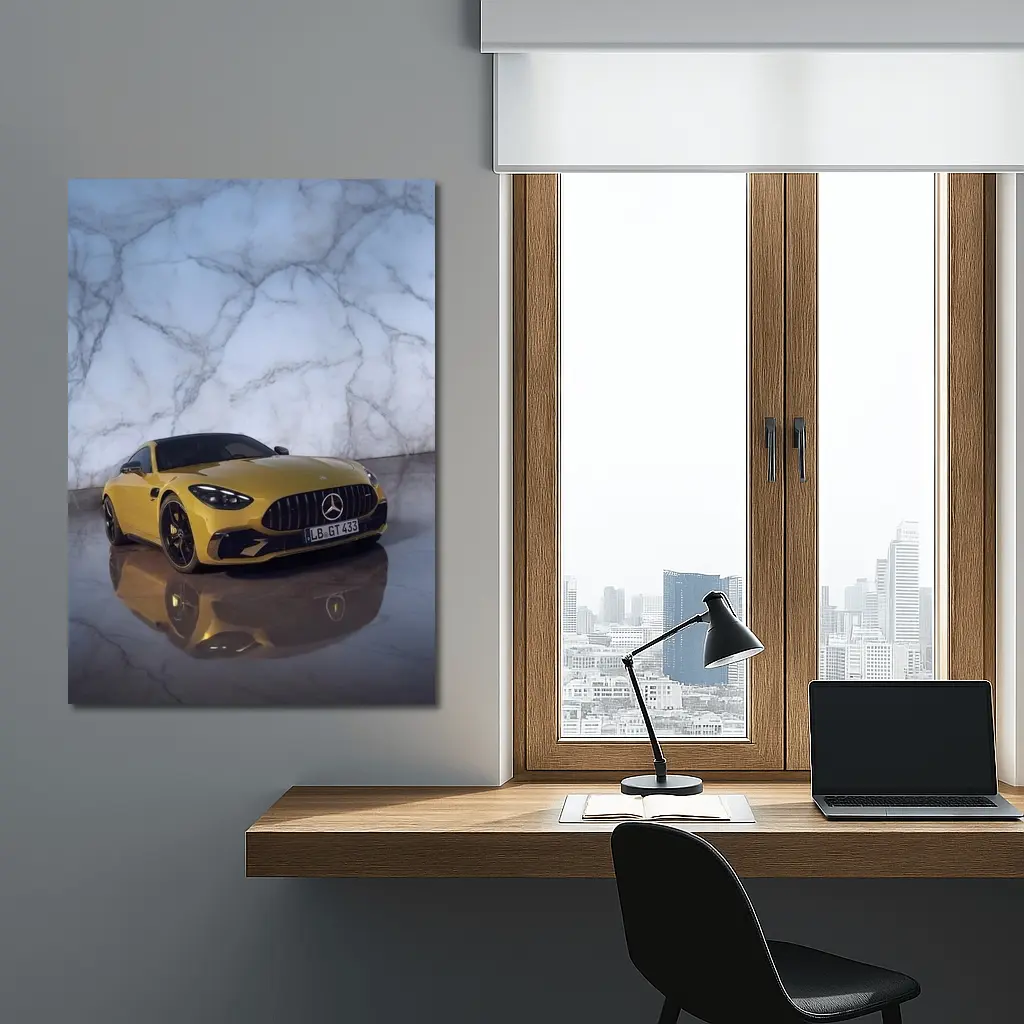 Mercedes AMG GT Yellow Marble Studio – Wall Art