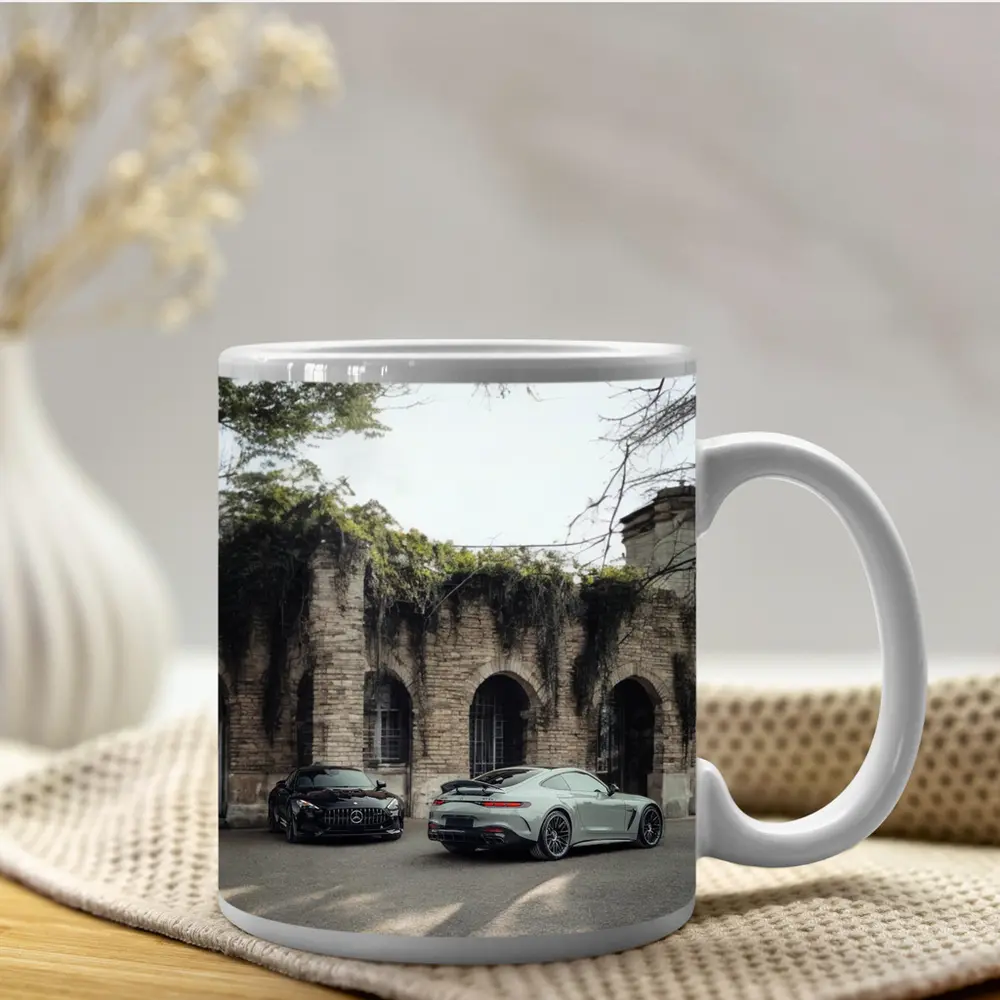 Mercedes AMG GT Two Cars Stone Building – Mugs