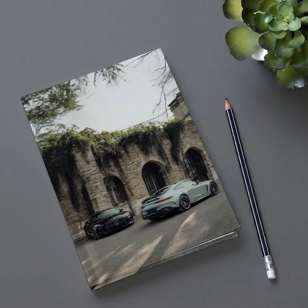 Mercedes AMG GT Two Cars Stone Building – Notebooks