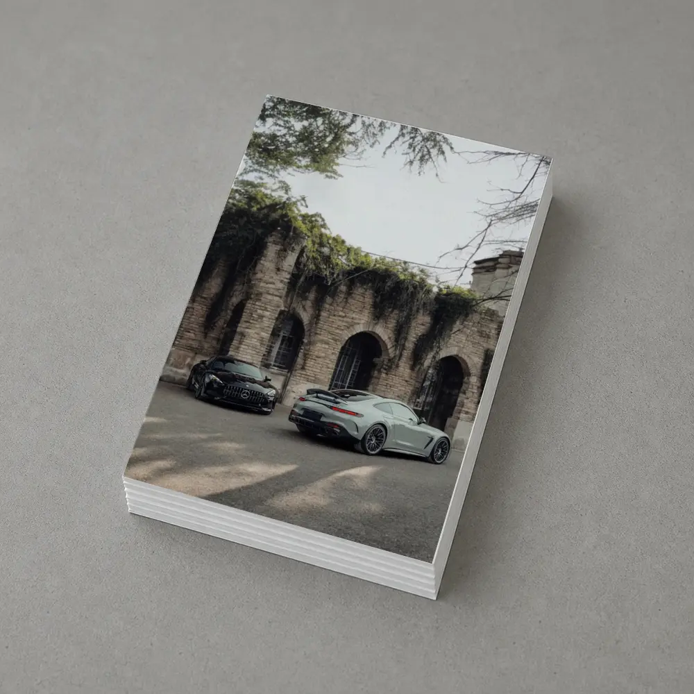 Mercedes AMG GT Two Cars Stone Building – Postcards