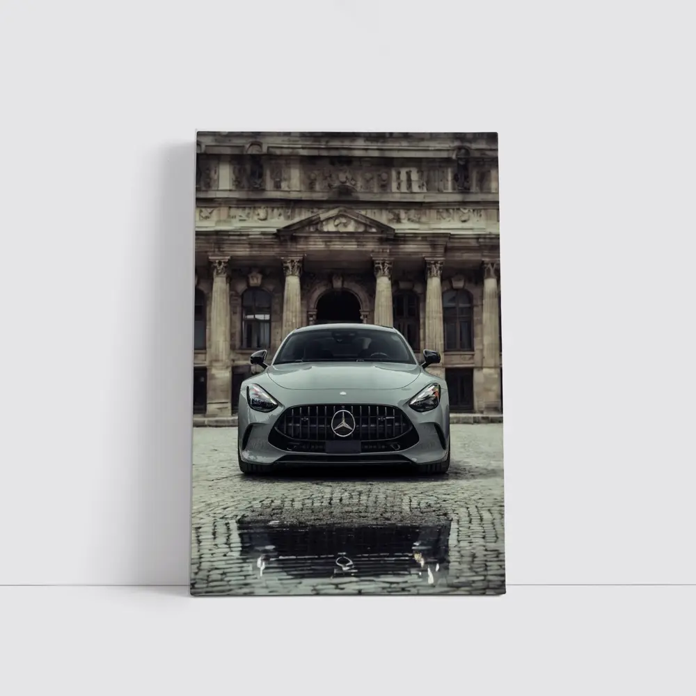 Mercedes AMG GT Front View Cobblestone Building – Wall Art
