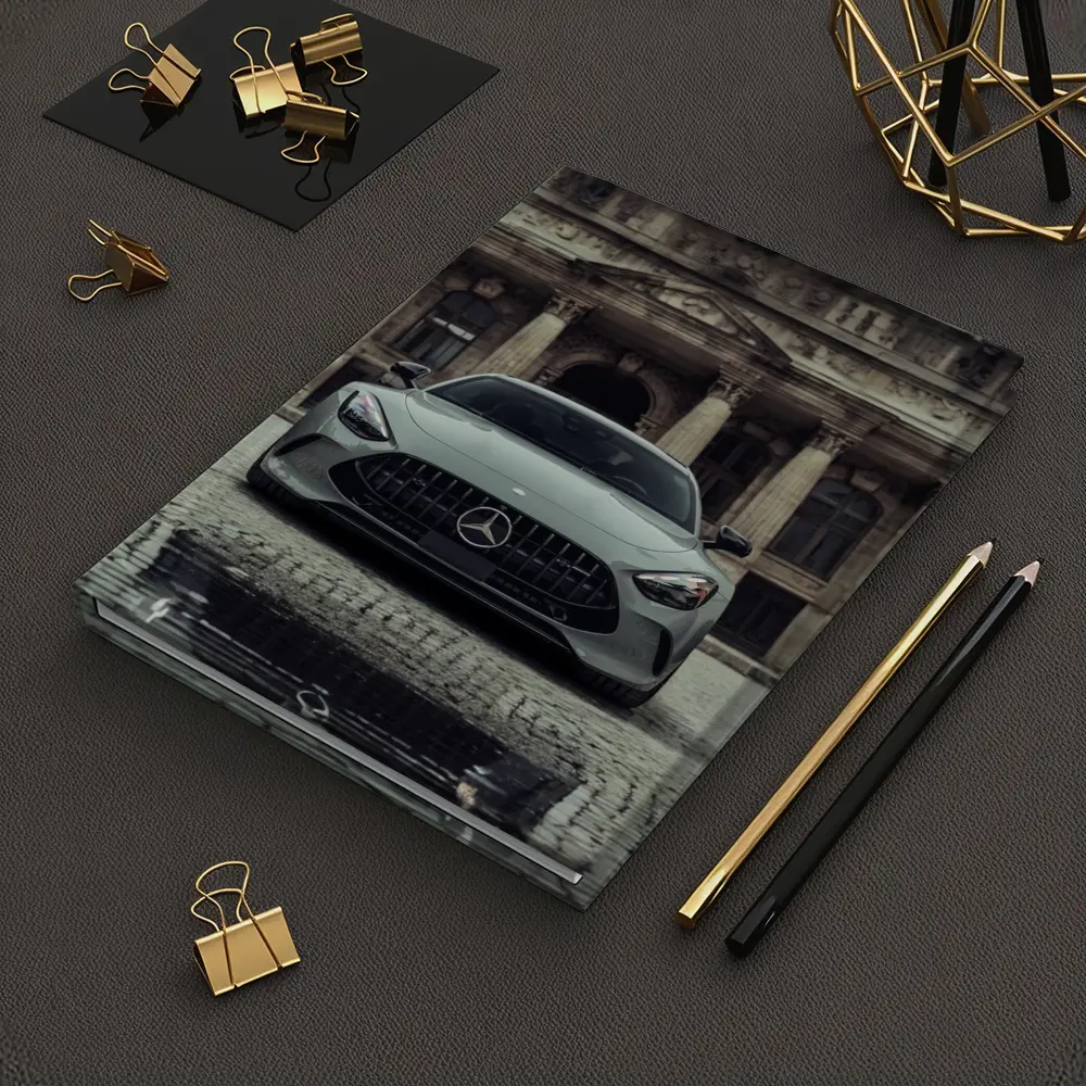 Mercedes AMG GT Front View Cobblestone Building – Notebooks