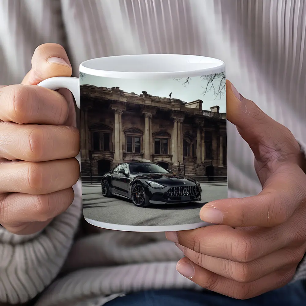 Mercedes AMG GT Black Architectural Building Street – Mugs