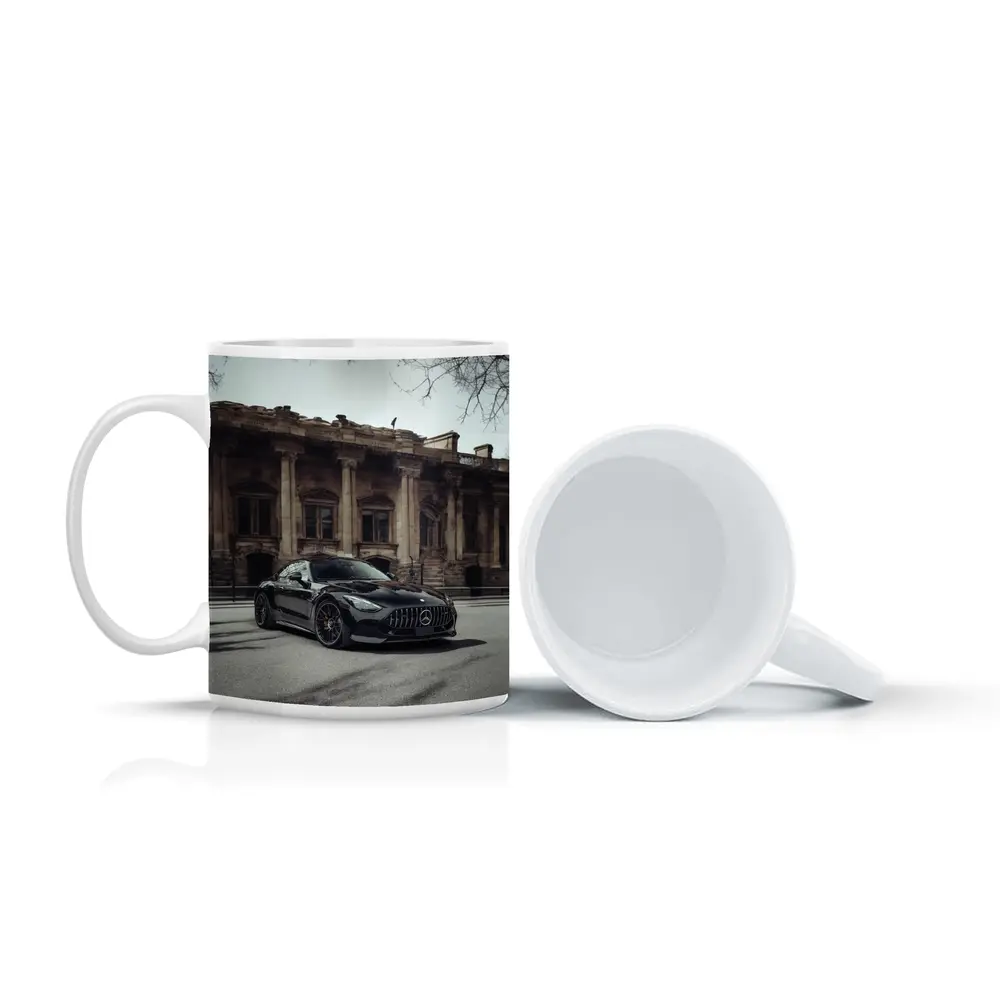 Mercedes AMG GT Black Architectural Building Street – Mugs
