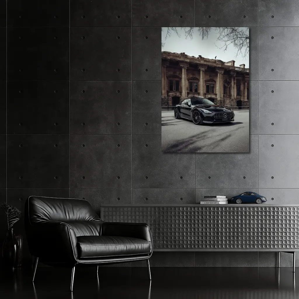 Mercedes AMG GT Black Architectural Building Street – Wall Art