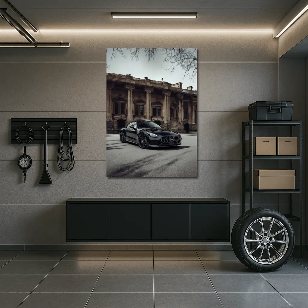Mercedes AMG GT Black Architectural Building Street – Wall Art