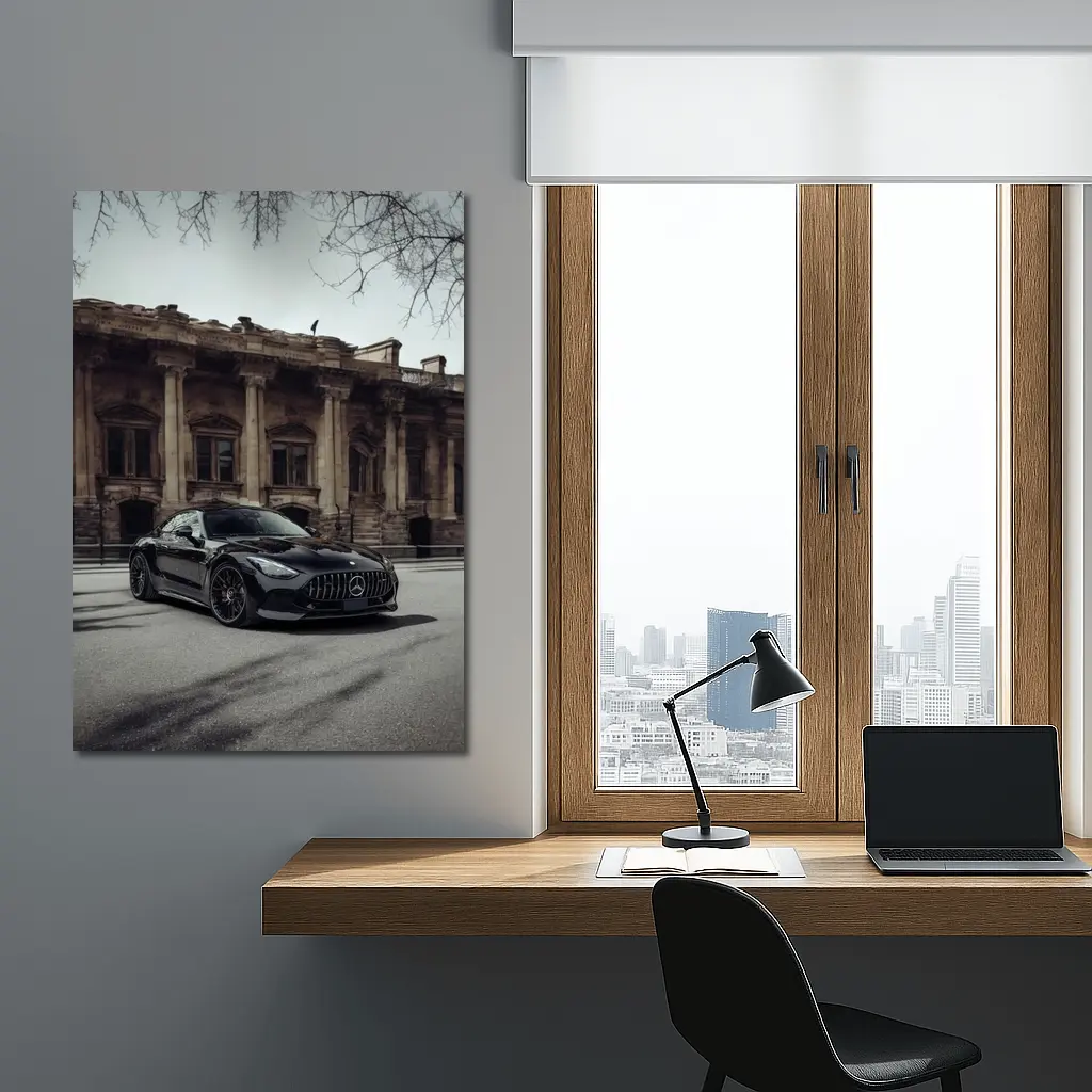 Mercedes AMG GT Black Architectural Building Street – Wall Art