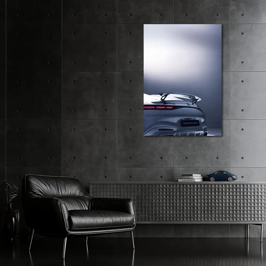 Mercedes AMG GT Silver Studio Rear View – Wall Art