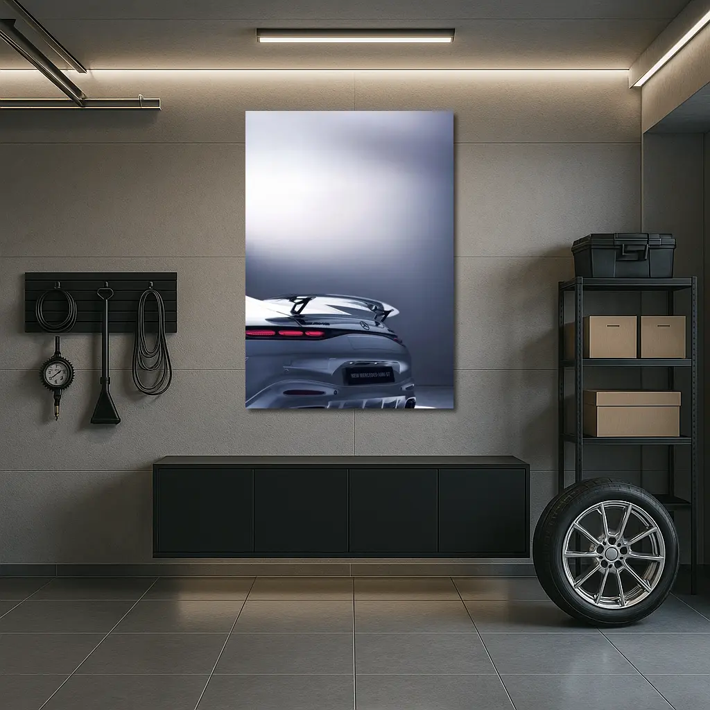 Mercedes AMG GT Silver Studio Rear View – Wall Art