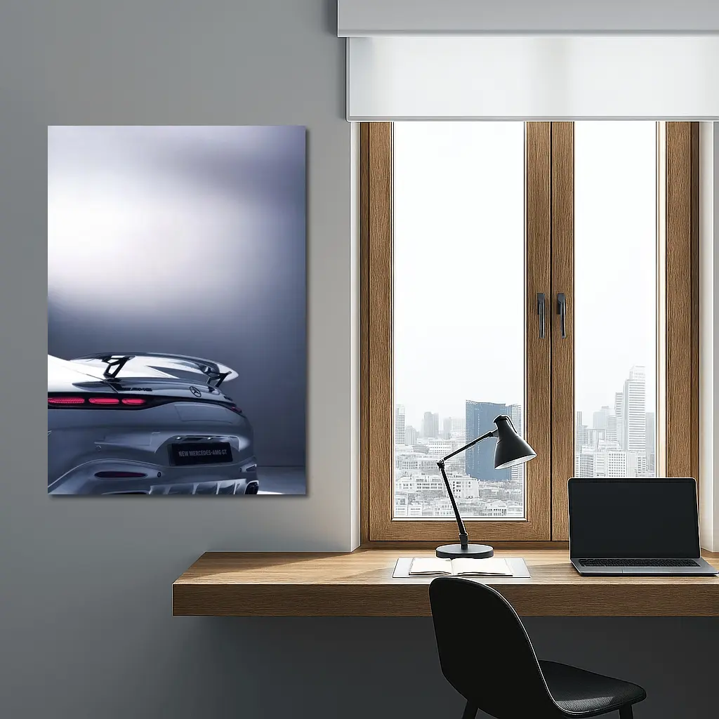 Mercedes AMG GT Silver Studio Rear View – Wall Art
