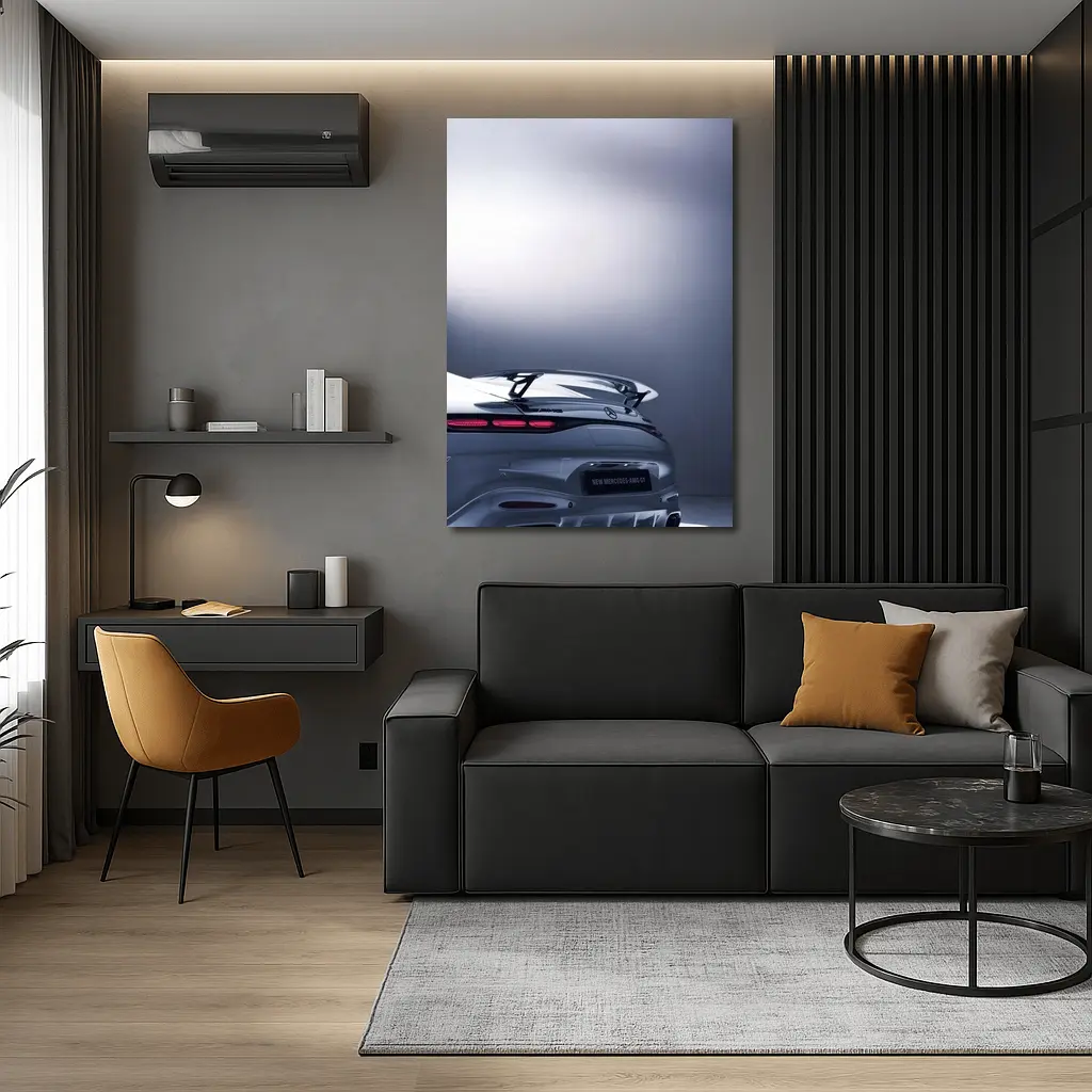 Mercedes AMG GT Silver Studio Rear View – Wall Art