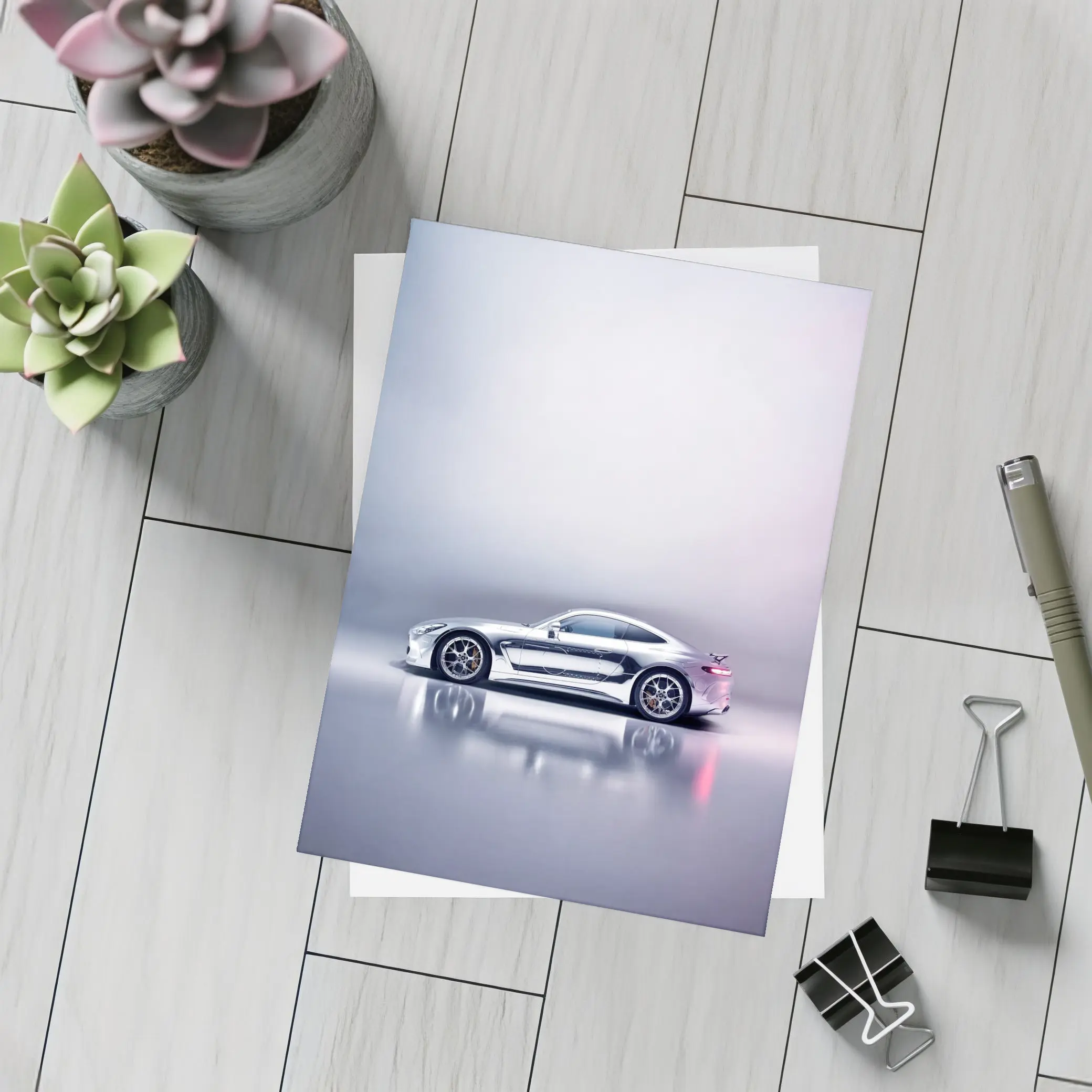 Mercedes AMG GT Silver Studio Background – Postcards