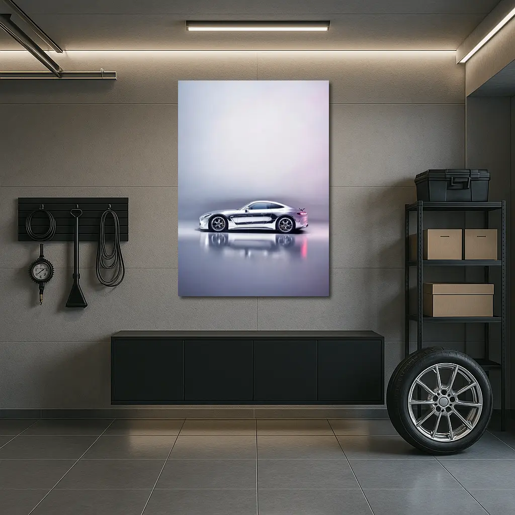 Mercedes AMG GT Silver Studio Background – Wall Art