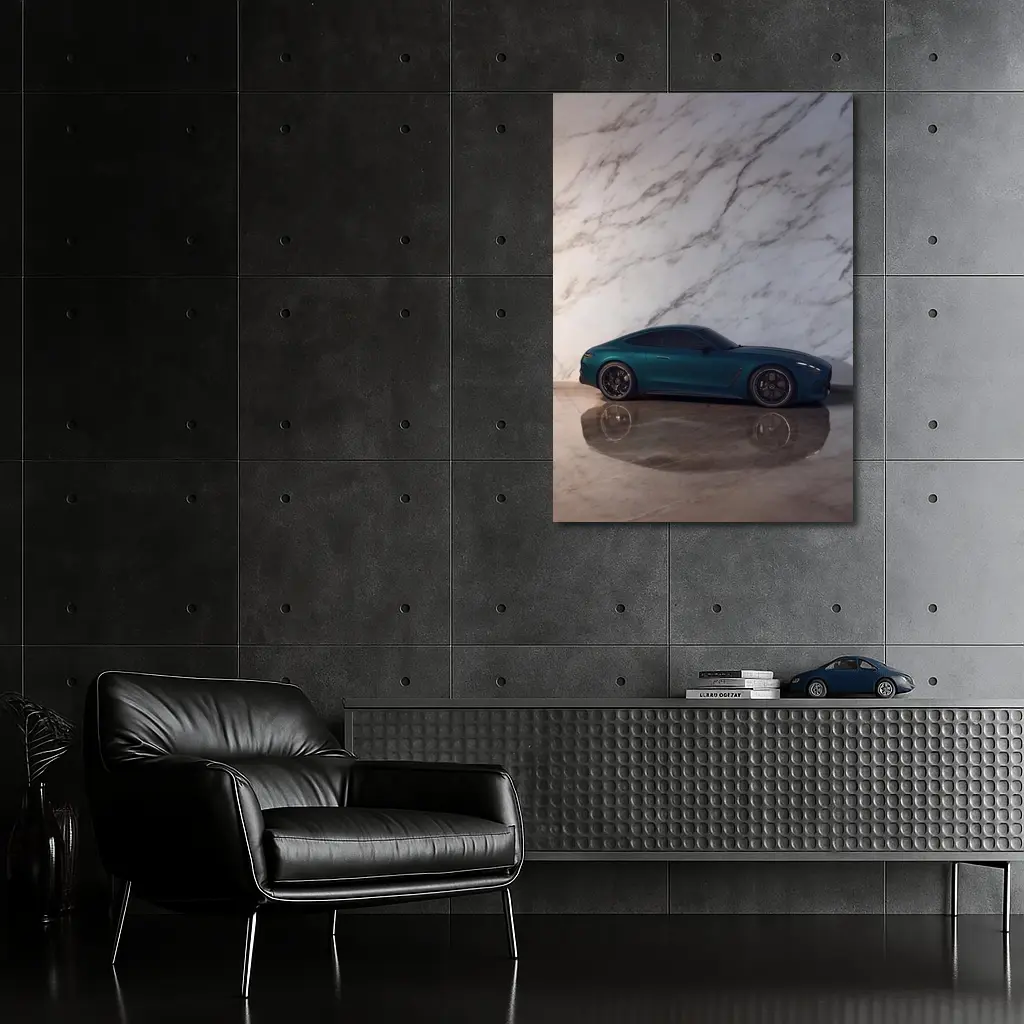 Mercedes AMG GT Teal Marble Background – Wall Art