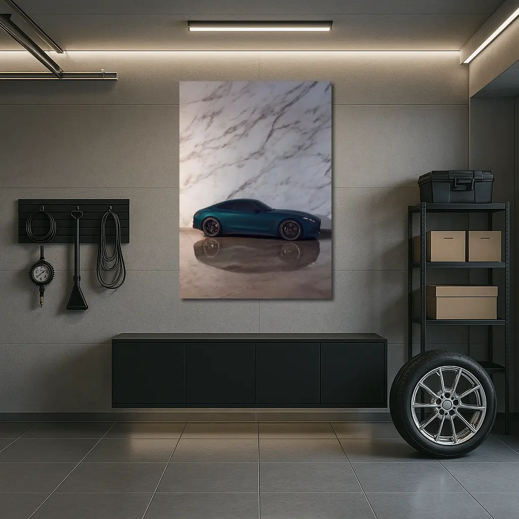Mercedes AMG GT Teal Marble Background – Wall Art
