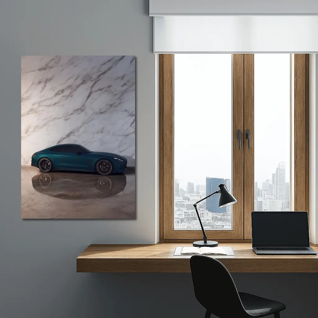 Mercedes AMG GT Teal Marble Background – Wall Art