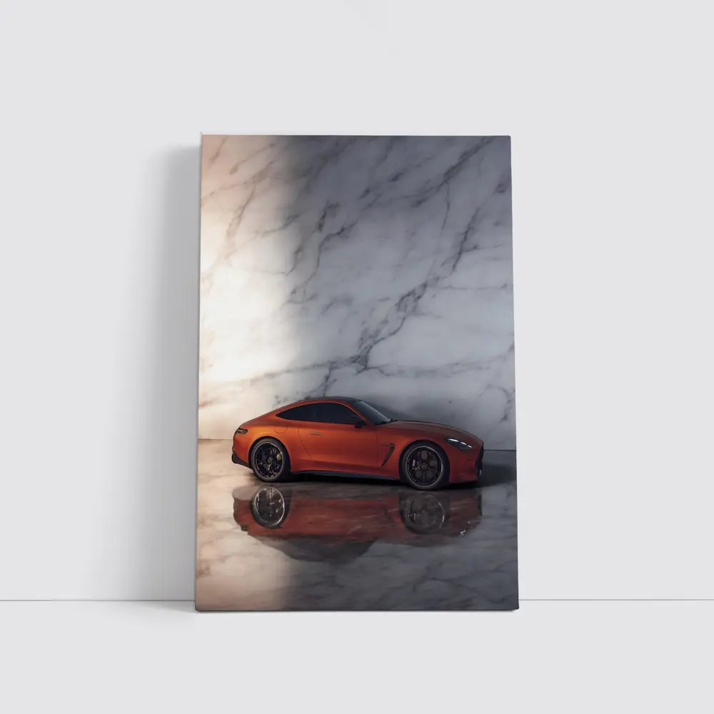 BMW M8 Orange Coupe Marble Studio – Wall Art
