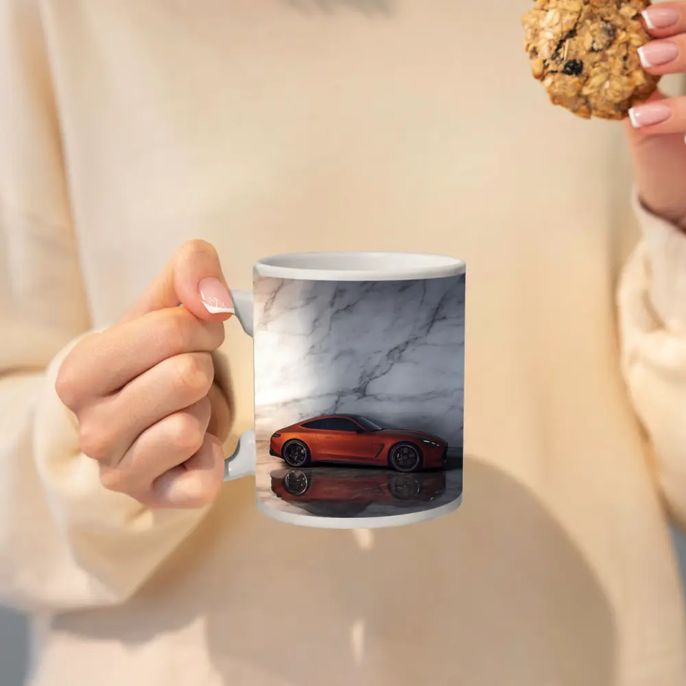BMW M8 Orange Coupe Marble Studio – Mugs