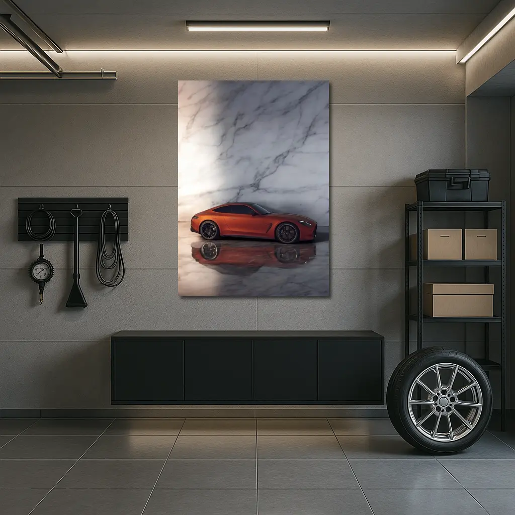 BMW M8 Orange Coupe Marble Studio – Wall Art