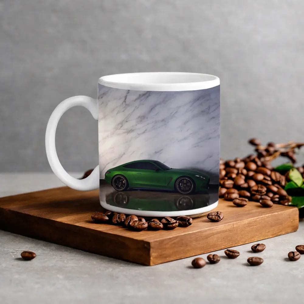 Mercedes AMG GT Green Against Marble Wall – Mugs