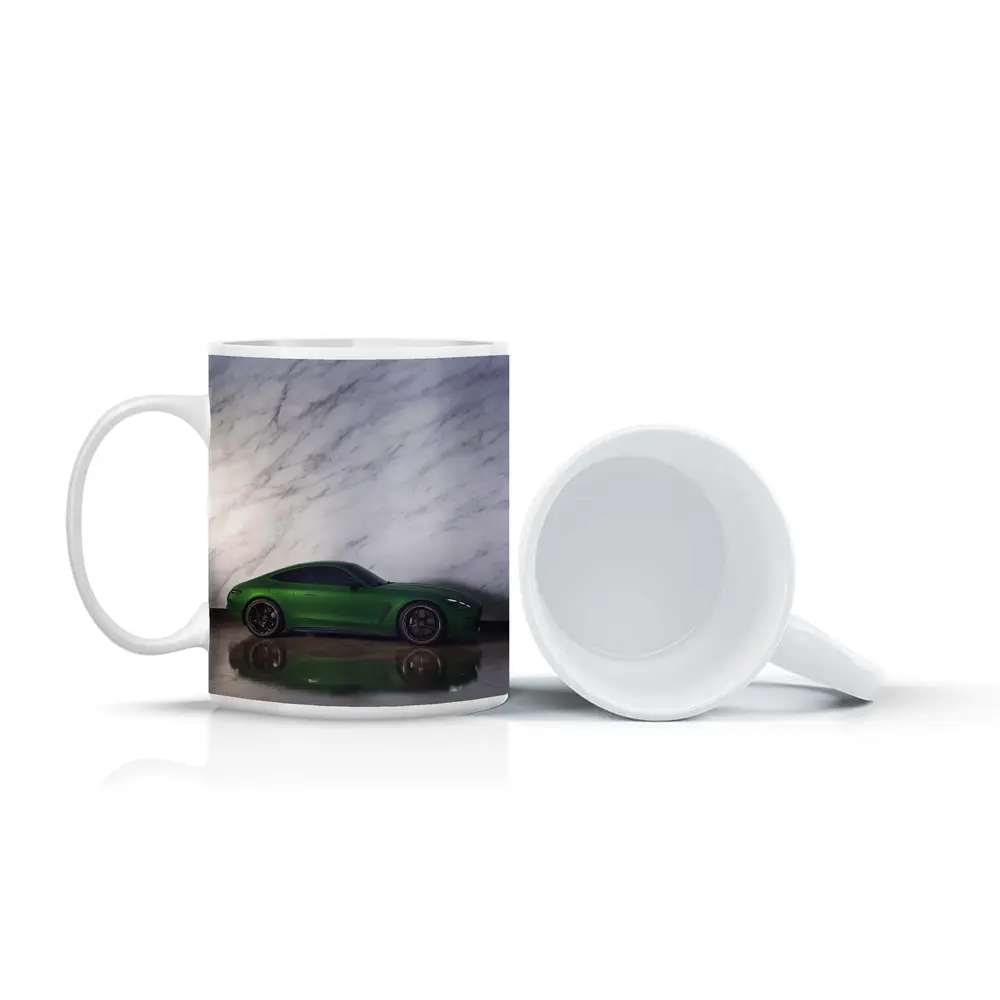 Mercedes AMG GT Green Against Marble Wall – Mugs