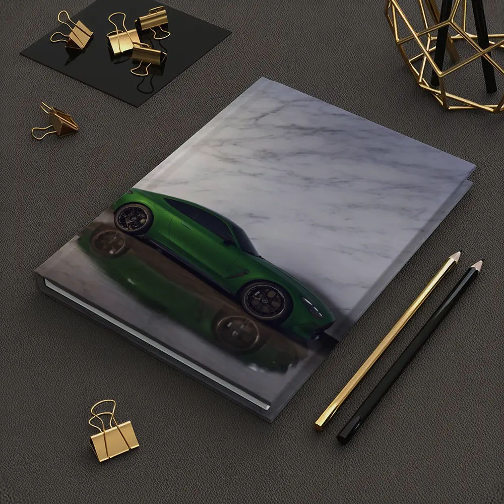 Mercedes AMG GT Green Against Marble Wall – Notebooks