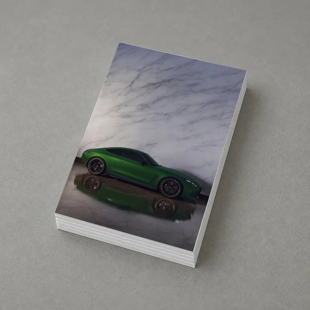 Mercedes AMG GT Green Against Marble Wall – Postcards