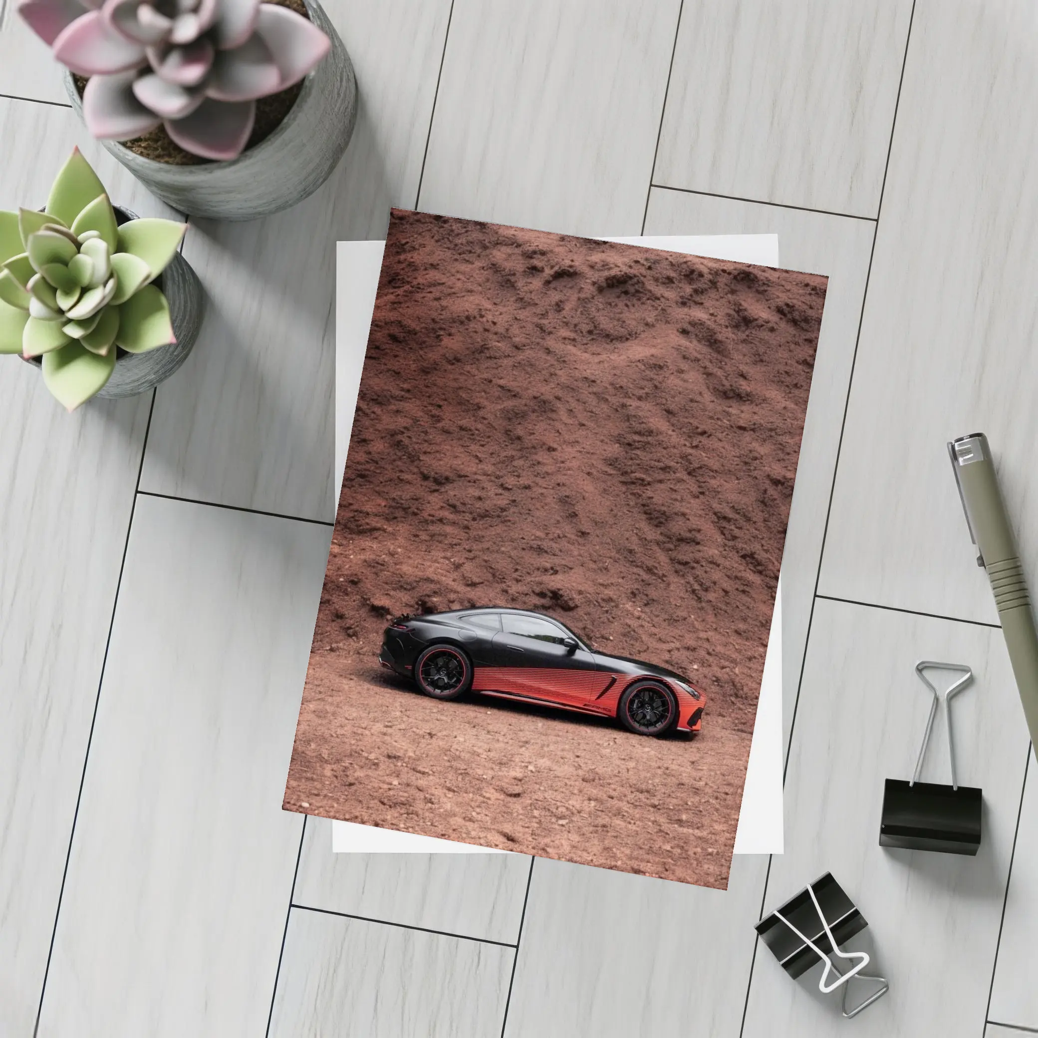 Mercedes AMG GT Black Red Desert Setting – Postcards