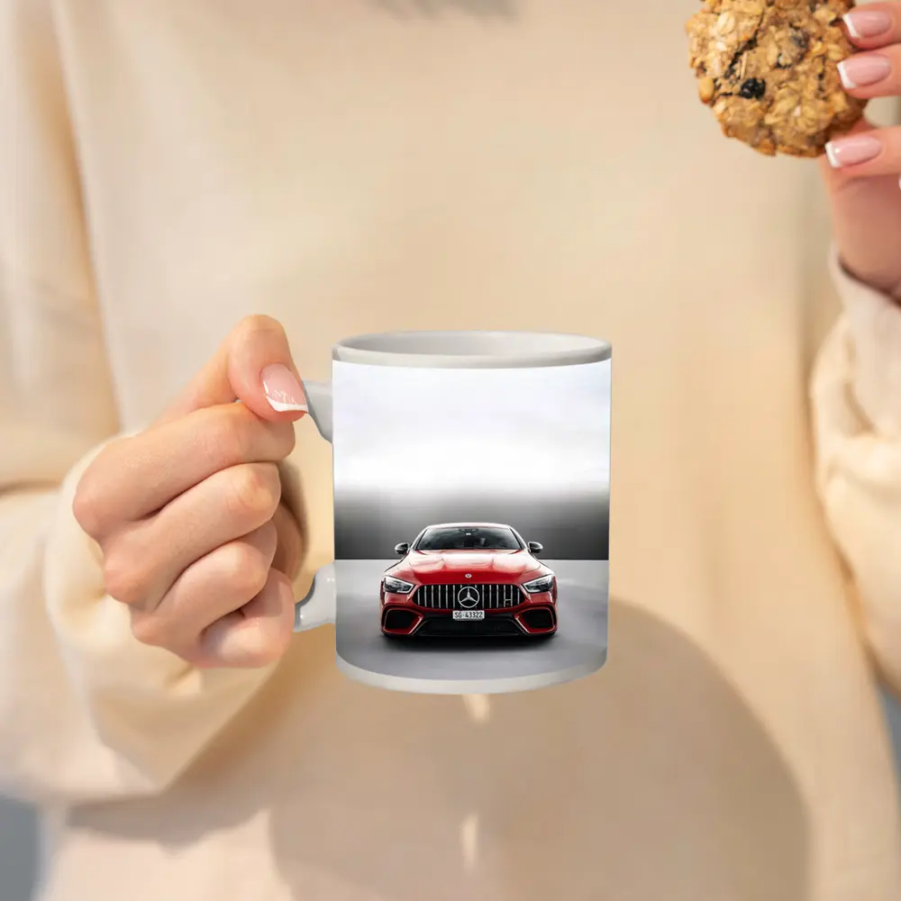 Mercedes AMG GT Red Front View Gray – Mugs