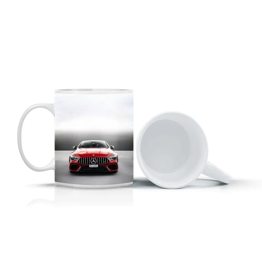 Mercedes AMG GT Red Front View Gray – Mugs