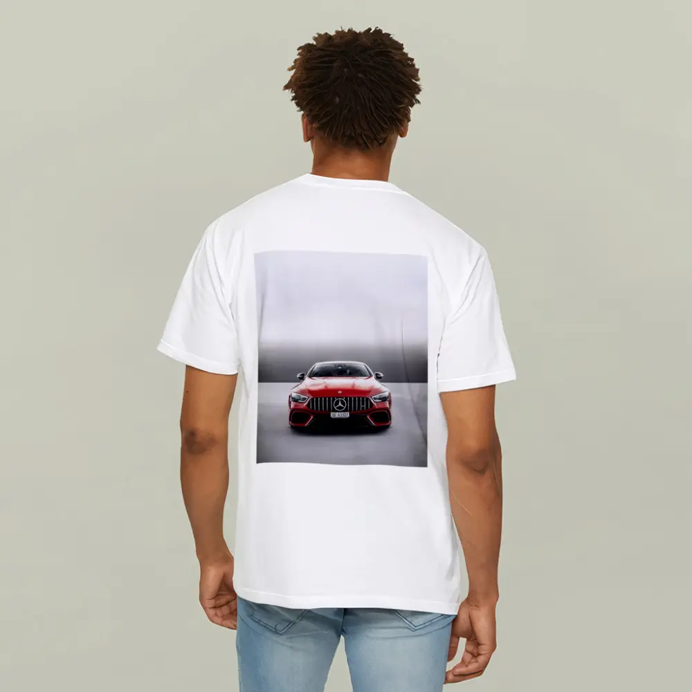 Mercedes AMG GT Red Front View Gray – T-Shirts