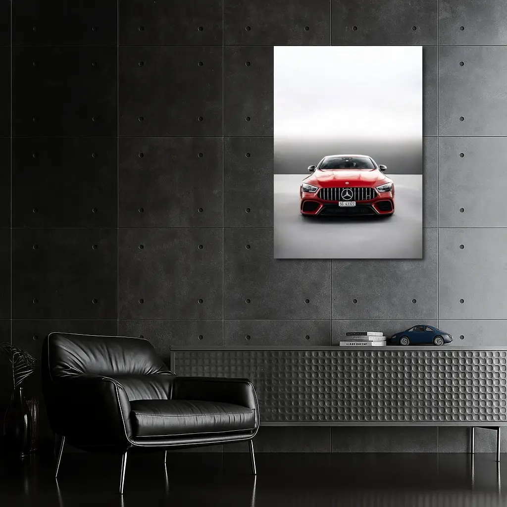 Mercedes AMG GT Red Front View Gray – Wall Art