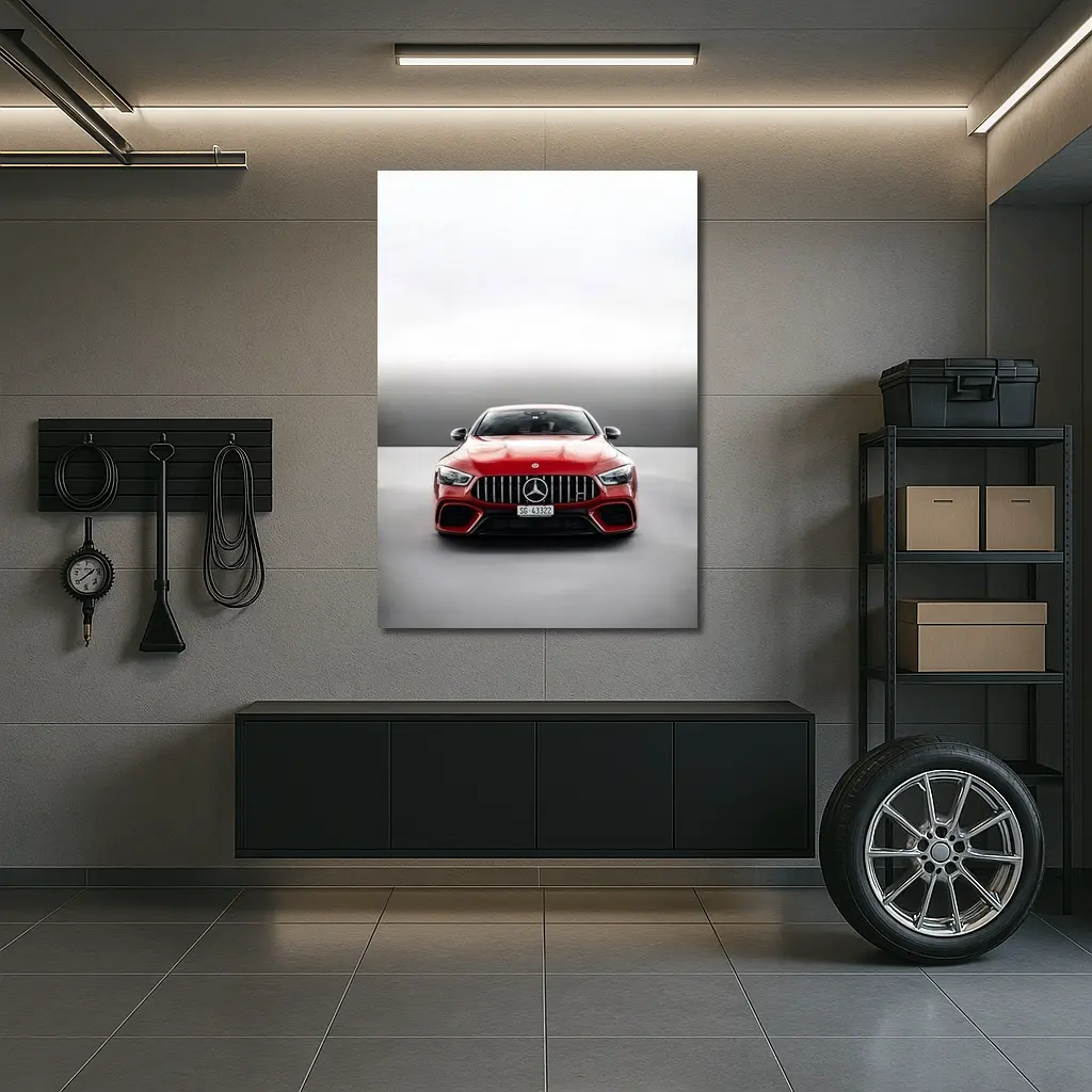 Mercedes AMG GT Red Front View Gray – Wall Art