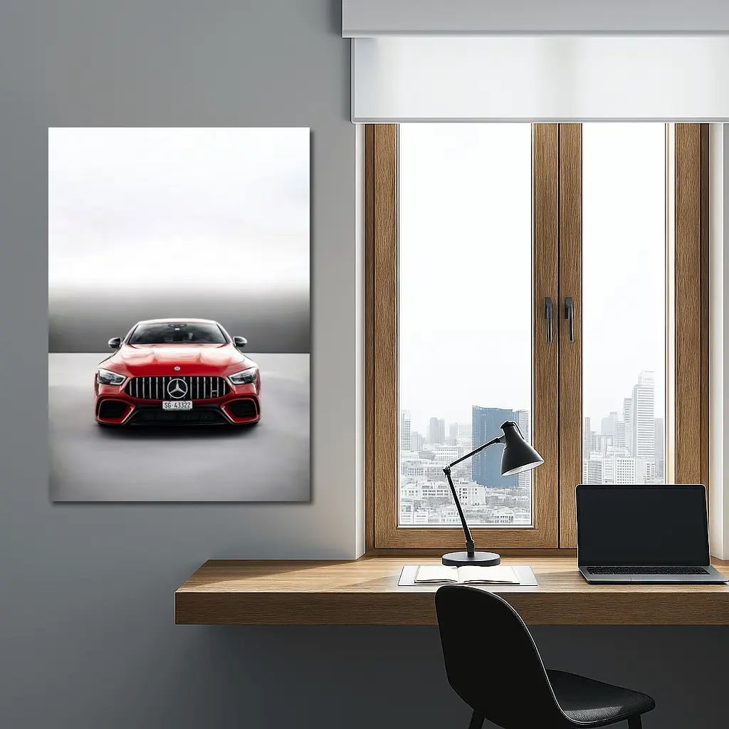 Mercedes AMG GT Red Front View Gray – Wall Art