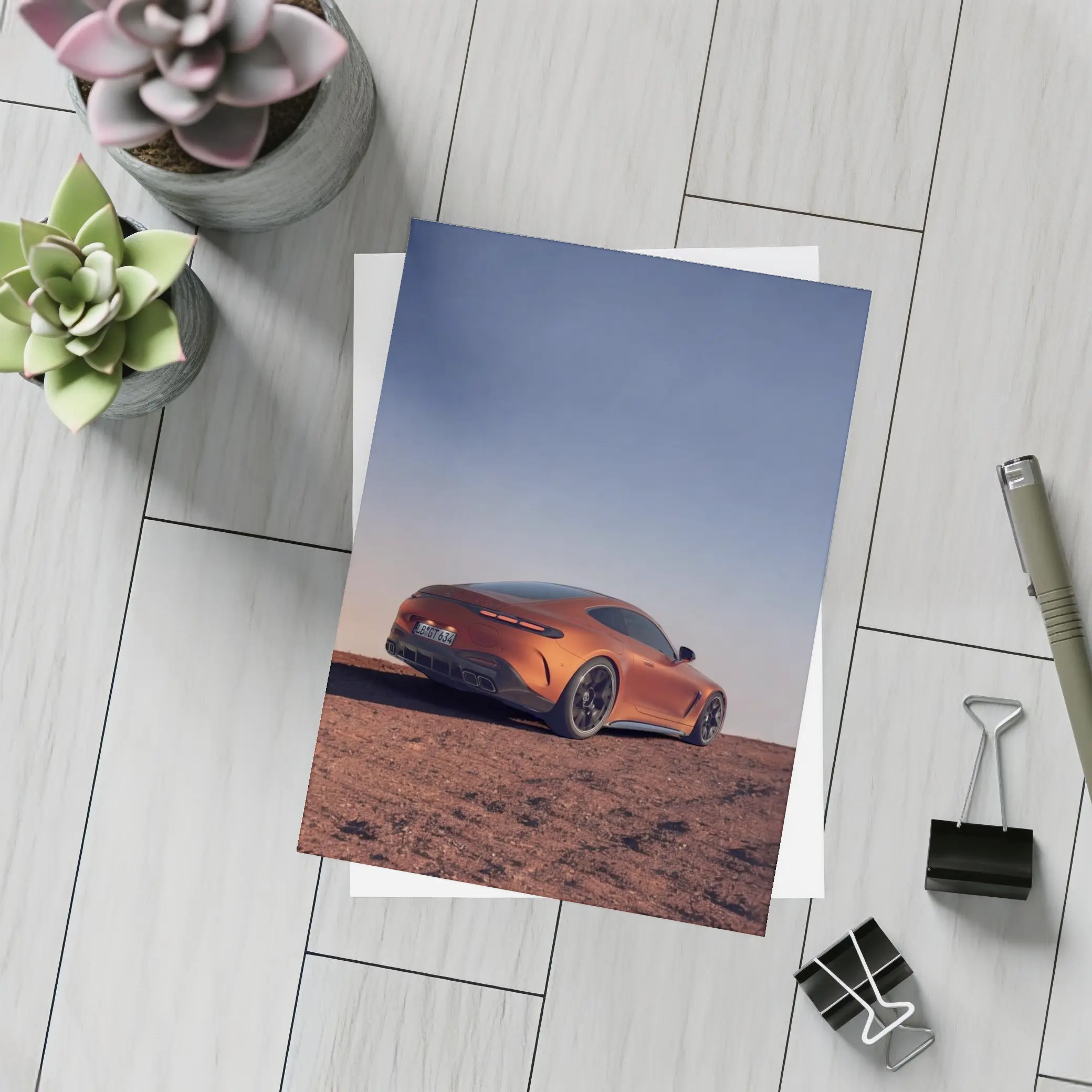 Mercedes AMG GT Orange Desert Dusk – Postcards