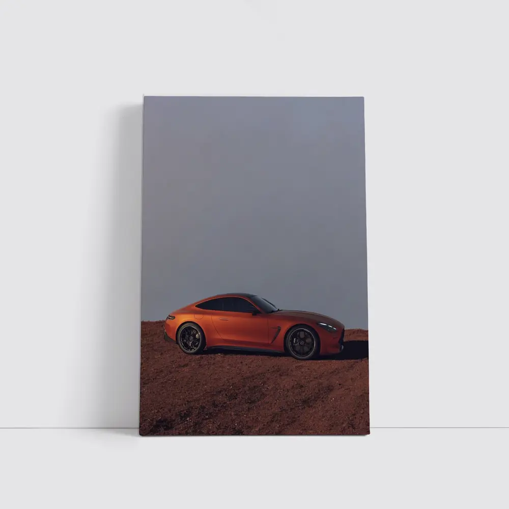 Mercedes AMG GT Orange Desert Landscape Side – Wall Art