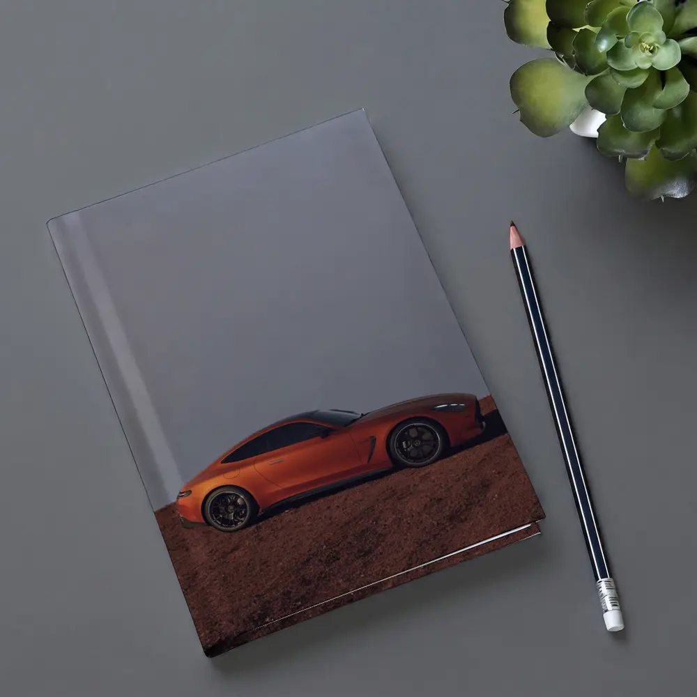 Mercedes AMG GT Orange Desert Landscape Side – Notebooks