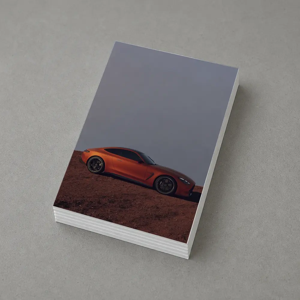 Mercedes AMG GT Orange Desert Landscape Side – Postcards