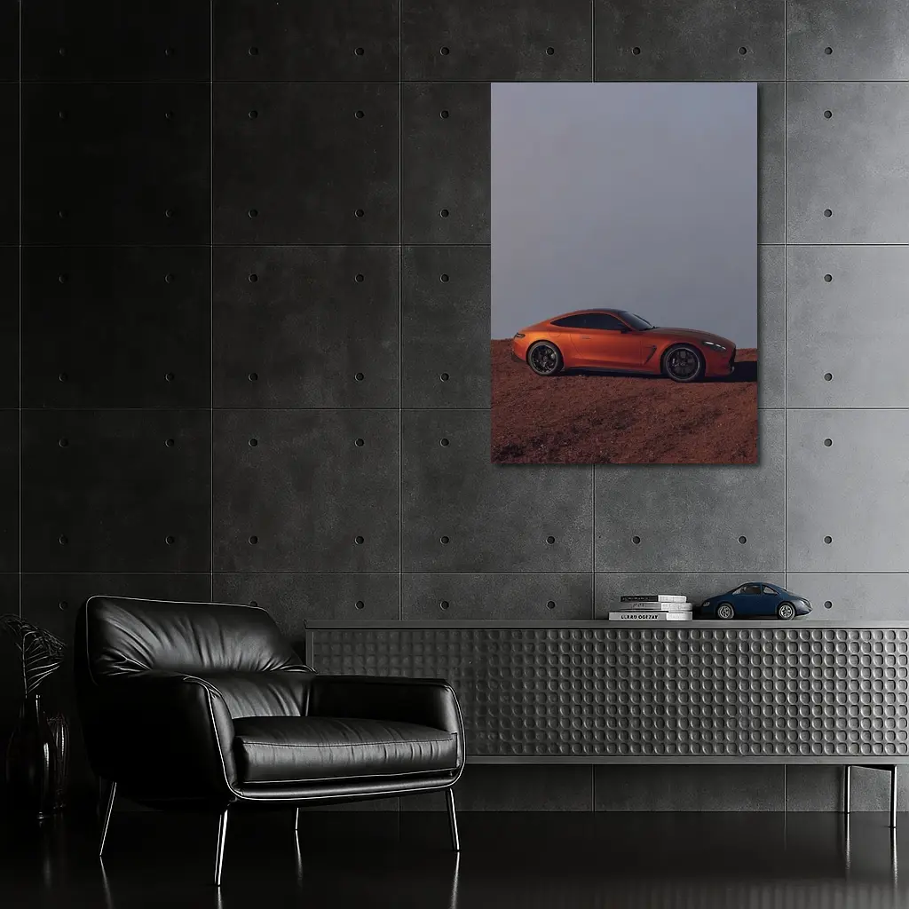 Mercedes AMG GT Orange Desert Landscape Side – Wall Art