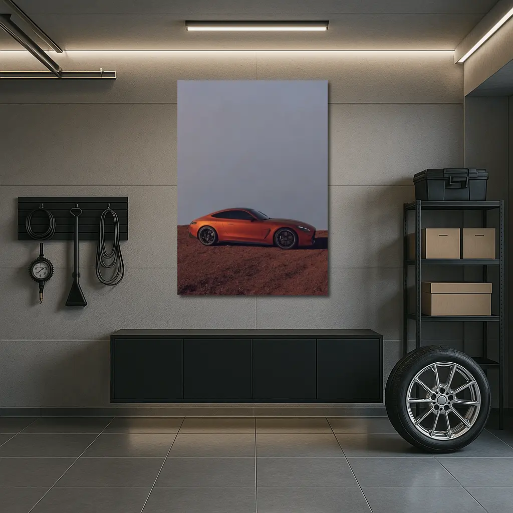 Mercedes AMG GT Orange Desert Landscape Side – Wall Art