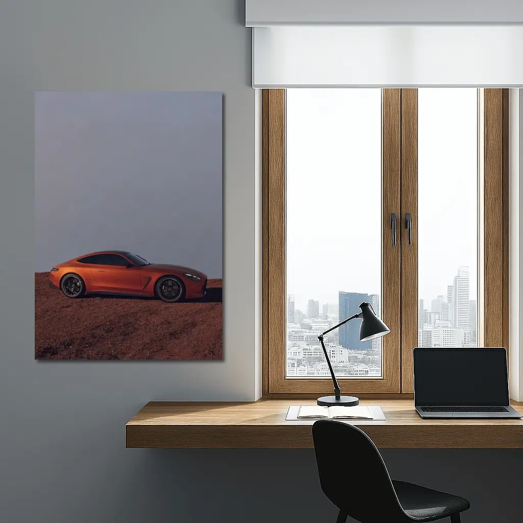 Mercedes AMG GT Orange Desert Landscape Side – Wall Art