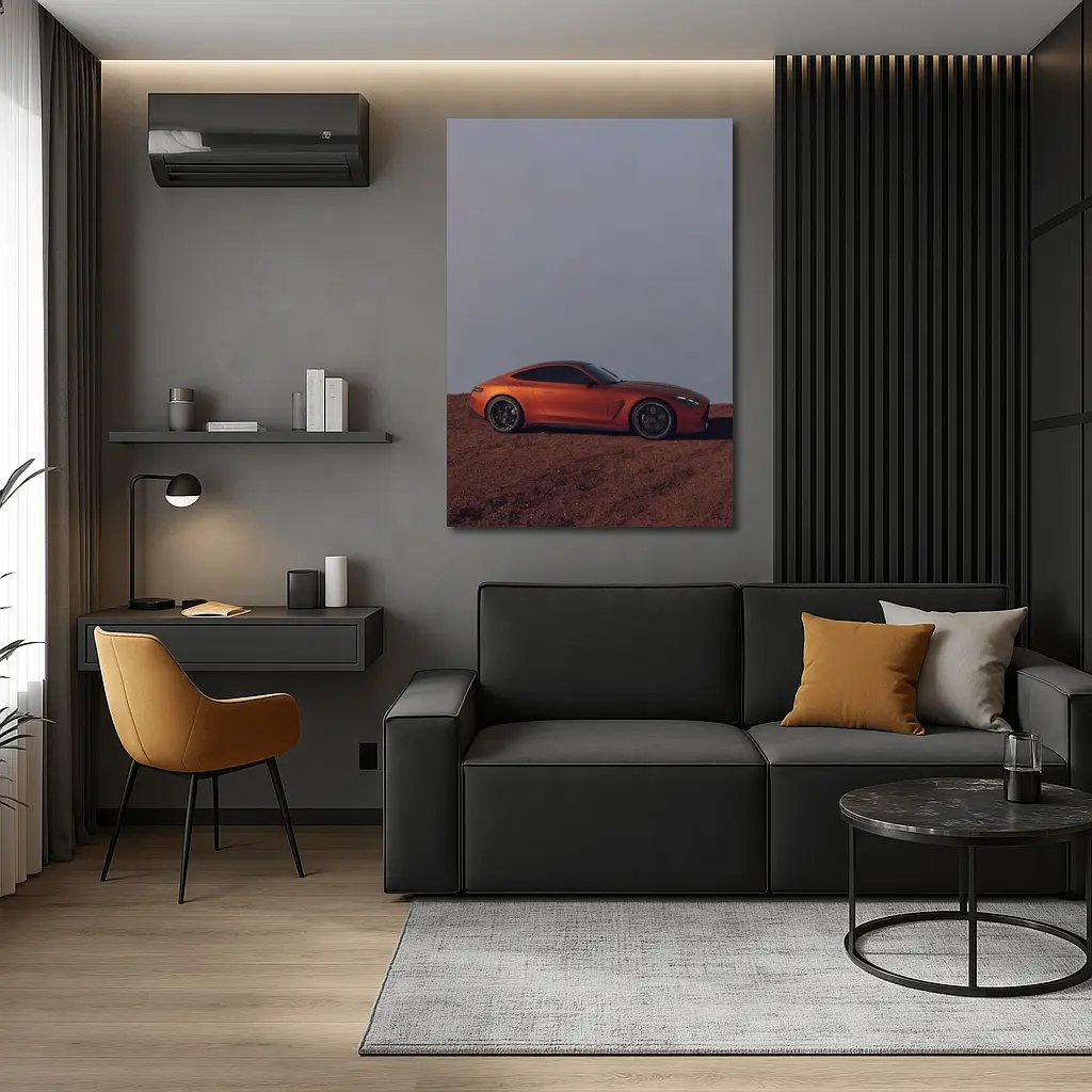 Mercedes AMG GT Orange Desert Landscape Side – Wall Art