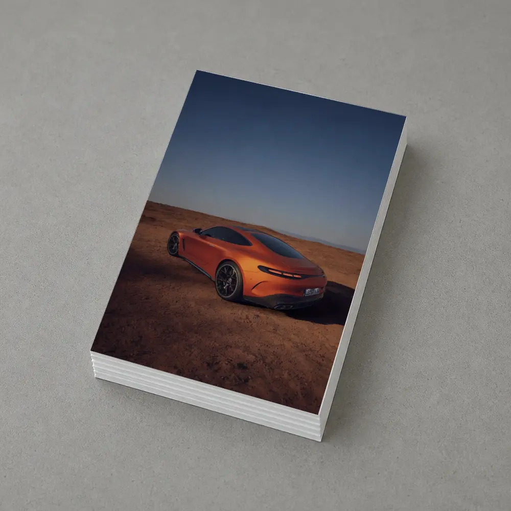 Mercedes AMG GT Orange Desert Landscape – Postcards