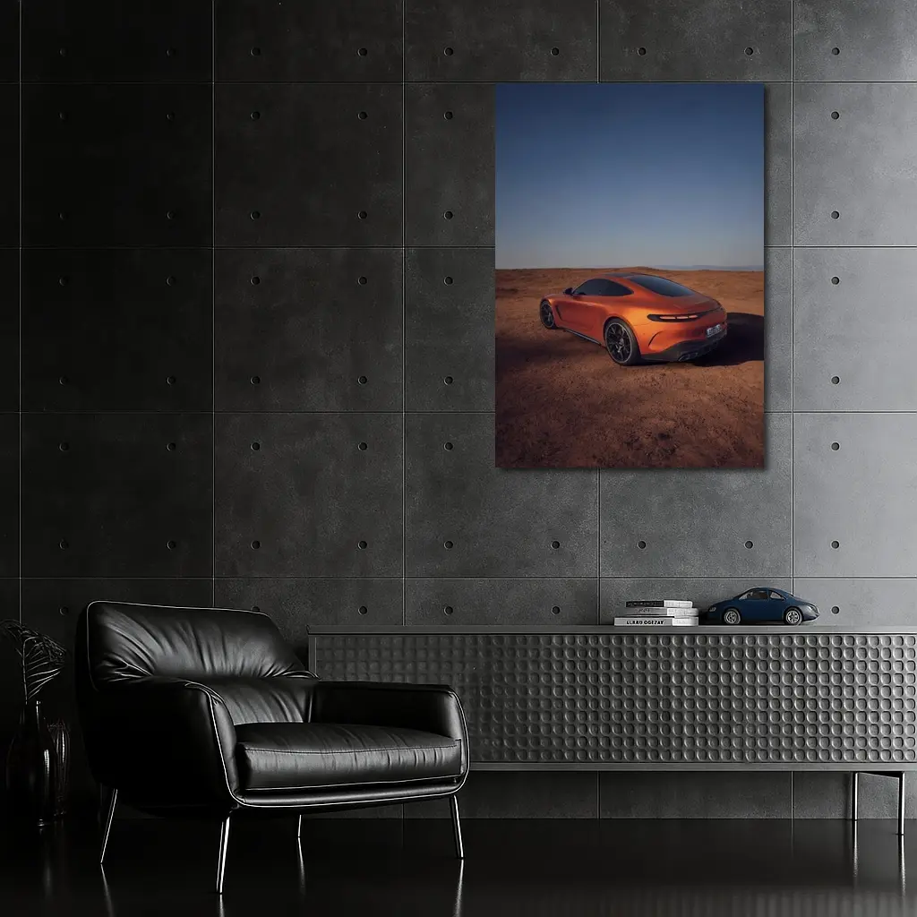 Mercedes AMG GT Orange Desert Landscape – Wall Art