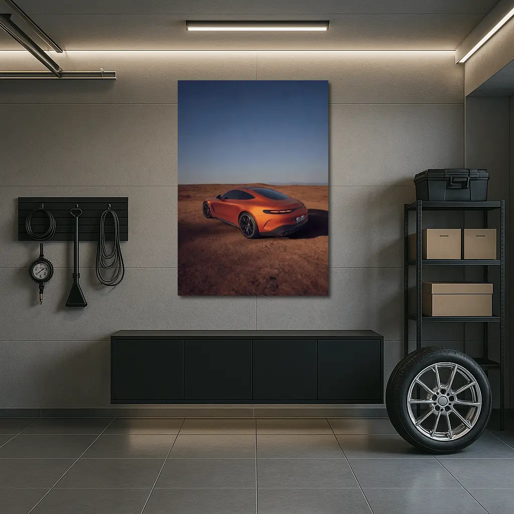 Mercedes AMG GT Orange Desert Landscape – Wall Art