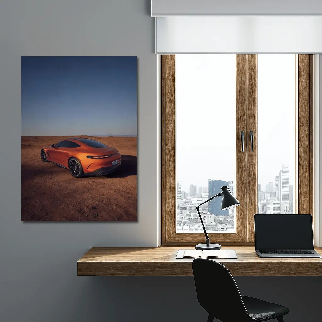 Mercedes AMG GT Orange Desert Landscape – Wall Art