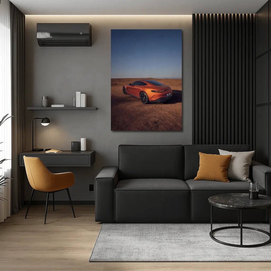 Mercedes AMG GT Orange Desert Landscape – Wall Art